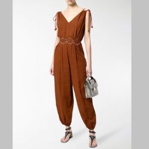See by CHLOE Boho Chic Cotton Gauze Crochet Beach Summer Jumpsuit 42 US 10